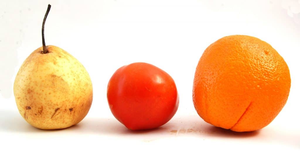 päron och orange tomat